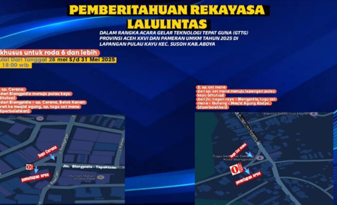 Cegah Kemacetan Selama TTG Abdya, Jalur Truk Dialihkan Lewat Cot Mane–Guhang