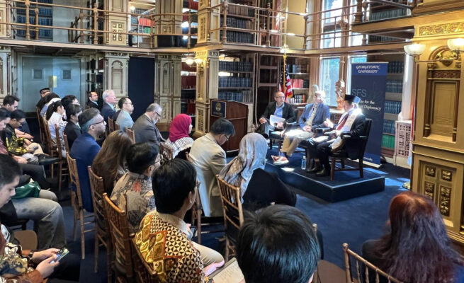 Menag Nasruddin Paparkan Moderasi, Toleransi, dan Ekologi di Georgetown University