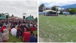 Usai Jalan Santai HUT Abdya, Sampah Penuhi di Lapangan Persada dan Jalanan Kota Blangpidie