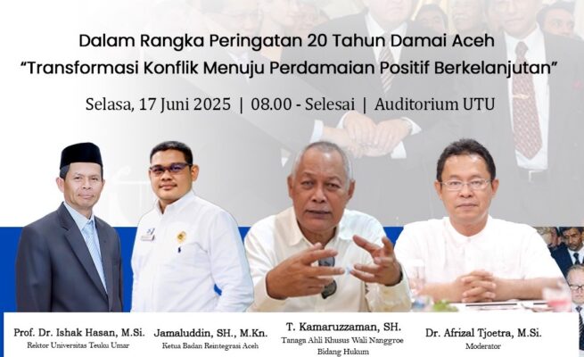 20 Tahun Damai Aceh: UTU dan BRA Bahas Gagasan Monumen Perdamaian untuk Generasi Masa Depan