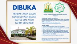 Baitul Mal Aceh Buka Pendaftaran Calon Anggota 2025–2030, Ini Syarat Lengkapnya