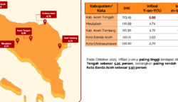 Aceh Tengah Catat Inflasi Tertinggi di Aceh, Banda Aceh Paling Rendah
